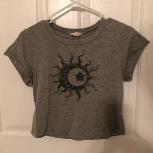 Cropped T-Shirt with Celestial Graphic